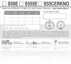 Radio club Cerkno Special event callsign QSL card