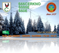 Radio club Cerkno Special event callsign QSL card