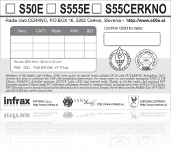 Radio club Cerkno Special event callsign QSL card