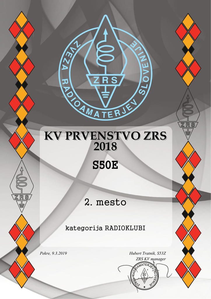 Radio klub Cerkno 2. mesto v KV PRVENSTVO ZRS 2018